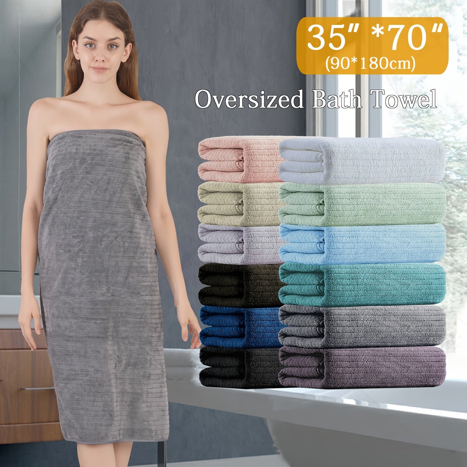 Oversized Bath Towels Set of 4 | 35"x70" XL Microfiber Bath Sheets