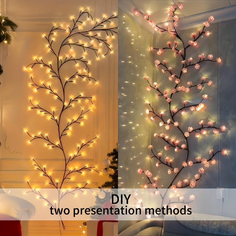 Cherry Blossom Vine String Lights – 48 LED Beads, 8 Modes, USB