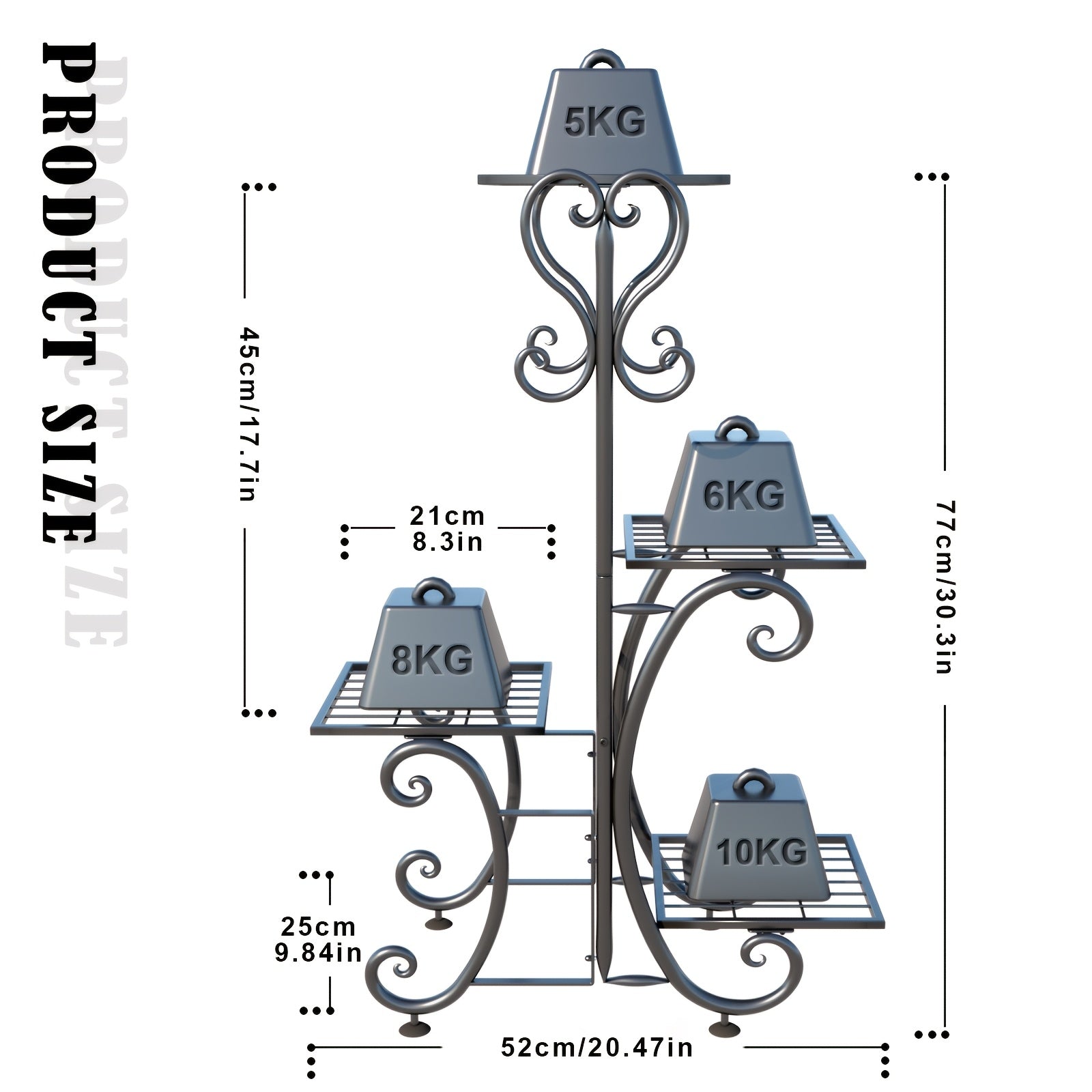 4-Tier Wrought Iron Plant Stand | Indoor & Outdoor Corner Flower Rack