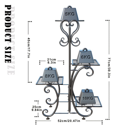 4-Tier Wrought Iron Plant Stand | Indoor & Outdoor Corner Flower Rack