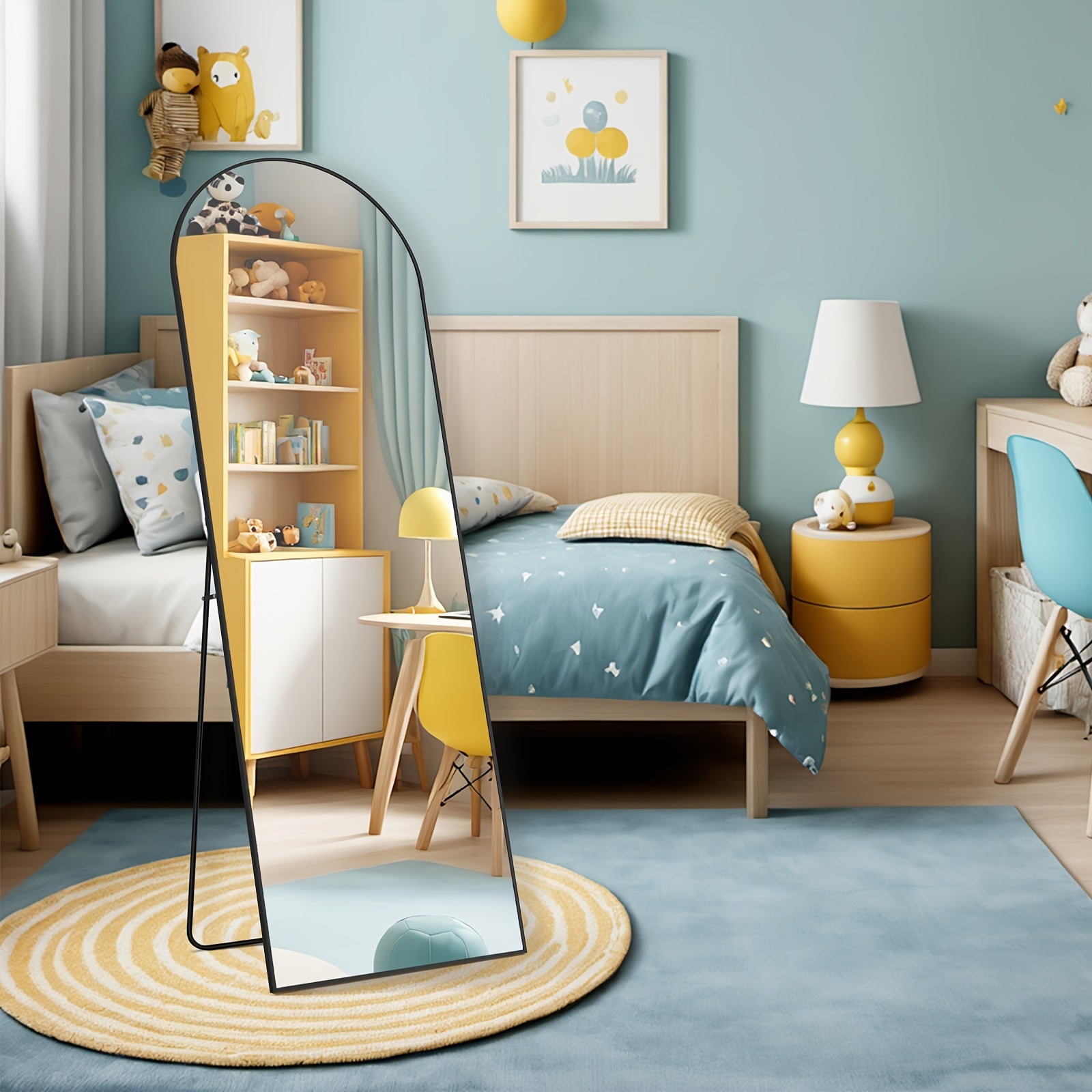 59" Arched Full-Length Floor Mirror | Freestanding | Black or Gold Frame
