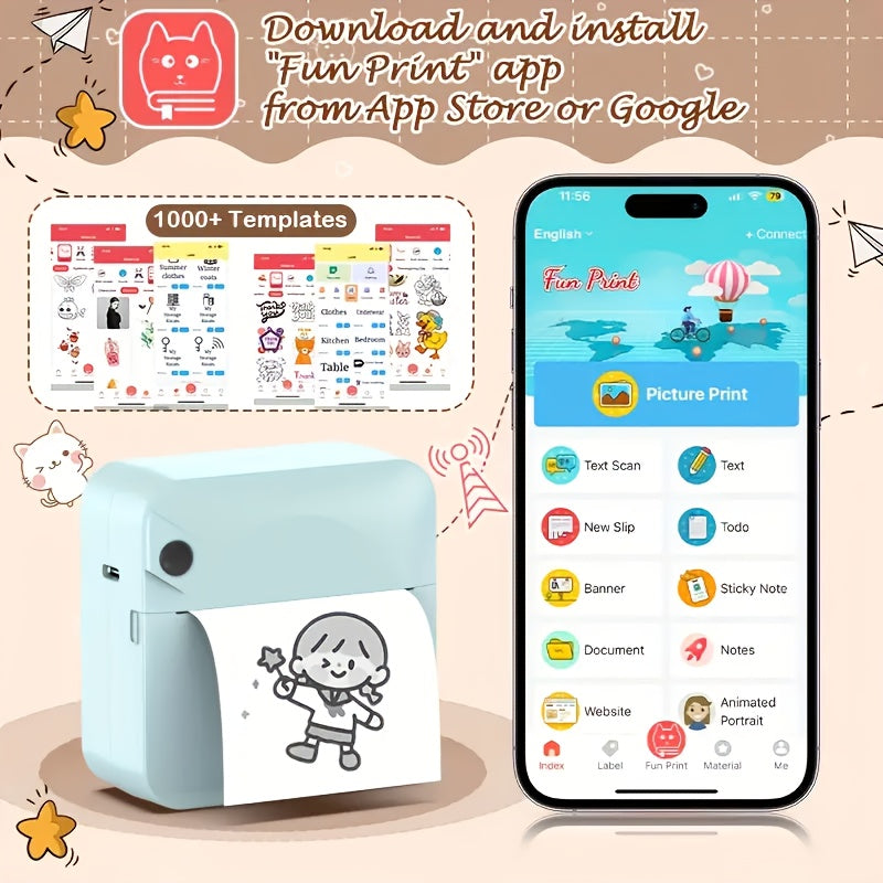 Wireless Pocket Thermal Printer | Inkless | Photos, Notes & Stickers
