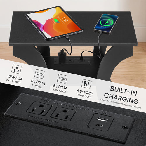 3-Tier Nightstand with Charging Station