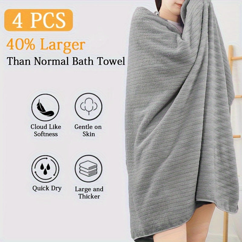 Oversized Bath Towels Set of 4 | 35"x70" XL Microfiber Bath Sheets