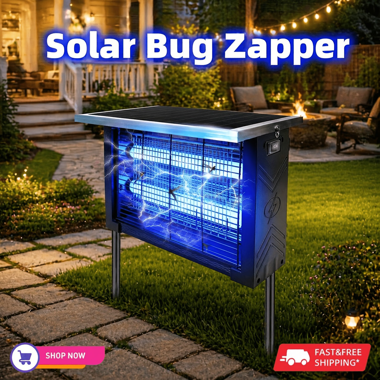Solar-Powered Outdoor Insect Killer – 4500V Electric Trap