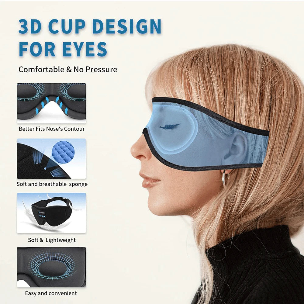 Bluetooth Sleep Mask with Built-In HD Speakers – 3D Eye Mask Headphones