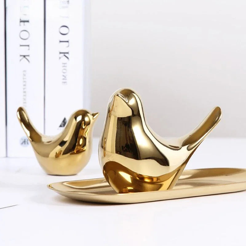 Luxury Ceramic Bird Figurine | Modern Home Decor Accent & Wedding Ornament