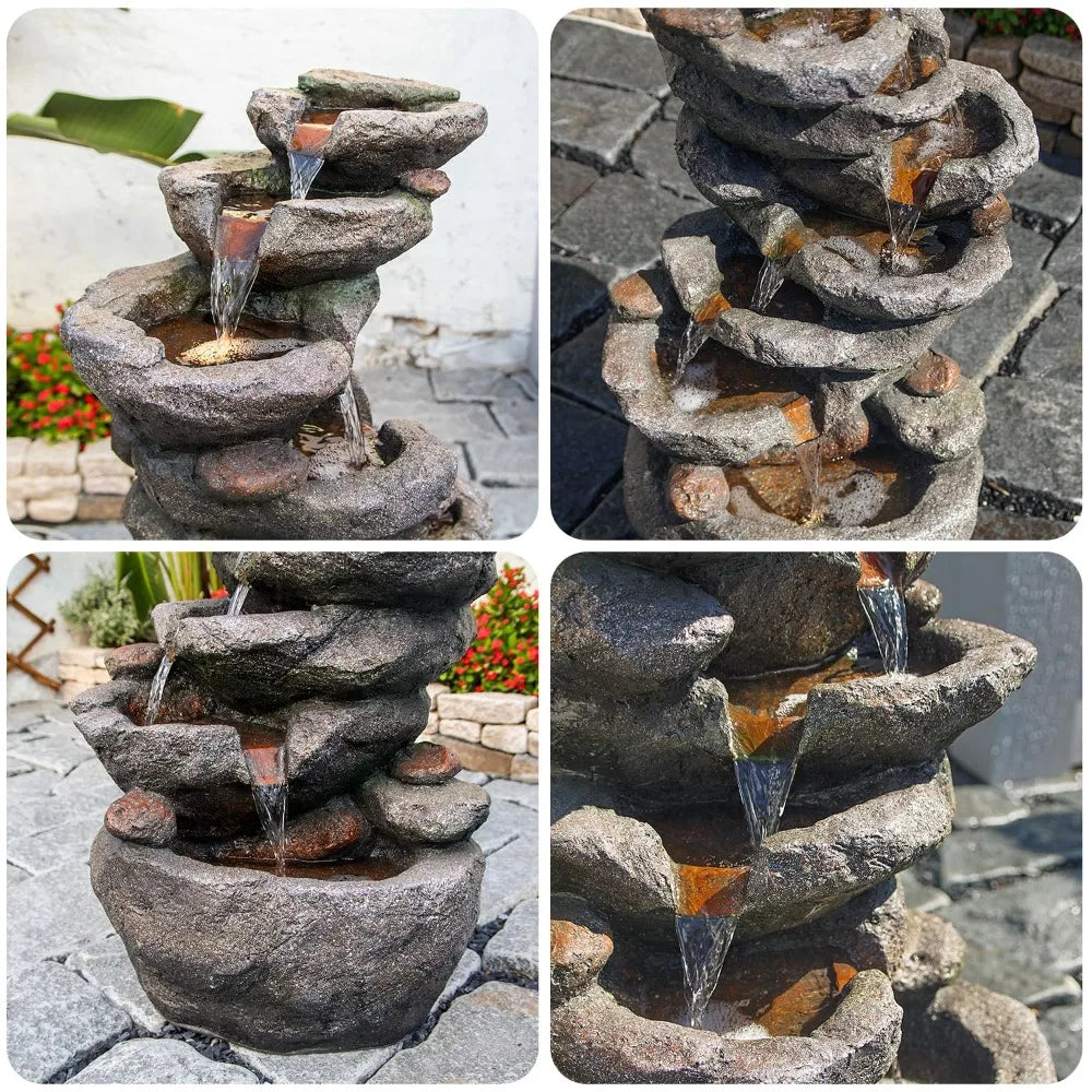 10-Tier Cascading Rock Water Fountain – Outdoor Garden Waterfall