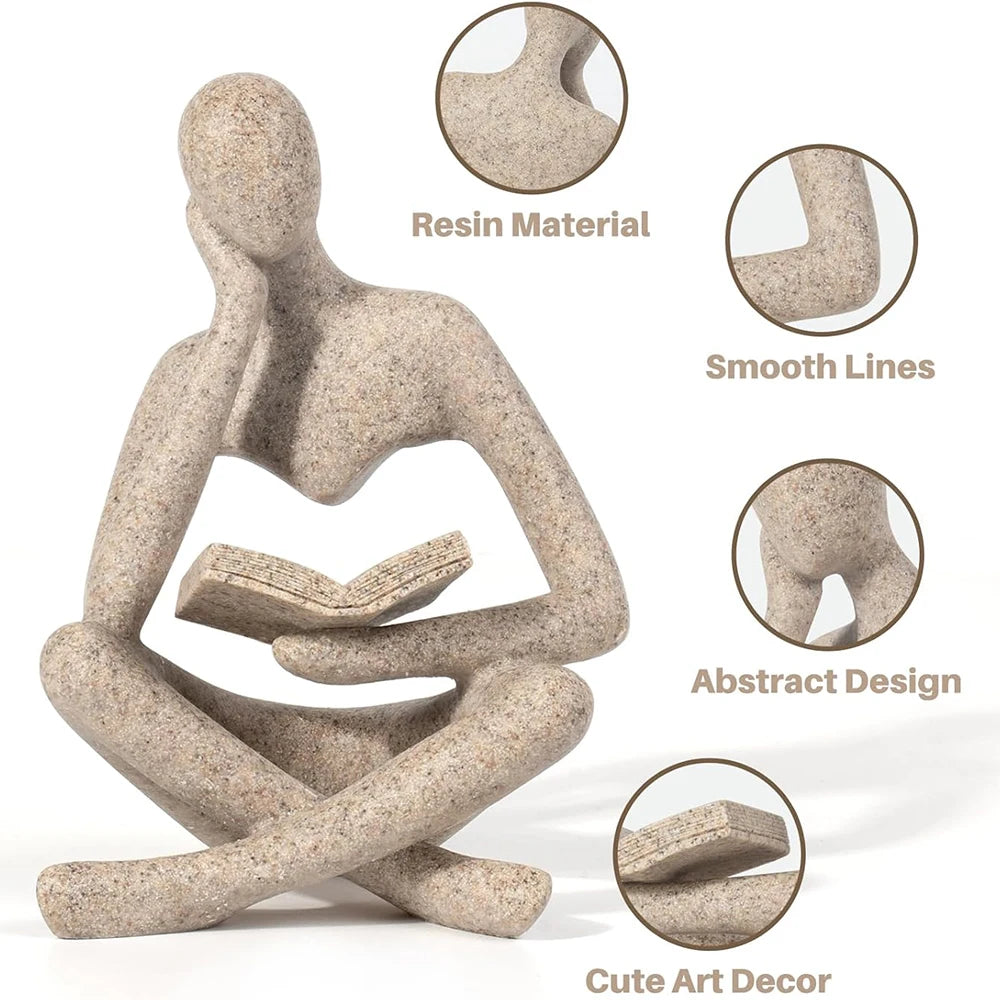 Abstract Thinker Resin Sculpture | Modern Bookshelf & Home Decor Figurine