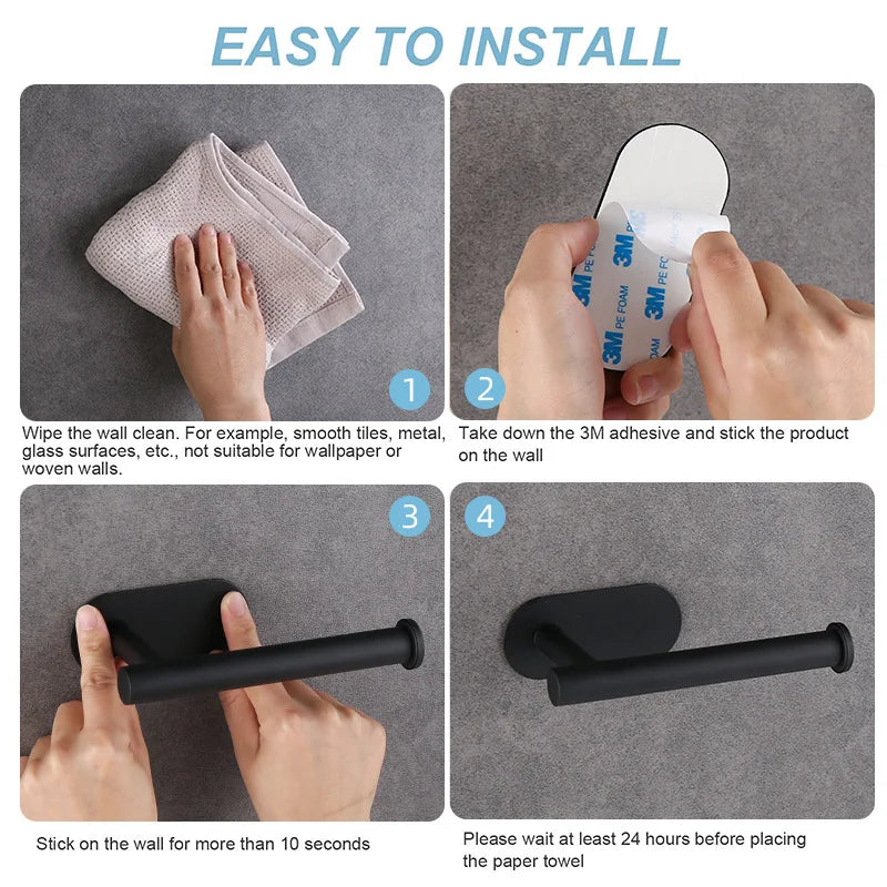 Adhesive Toilet Paper Holder – No-Drill Stainless Steel