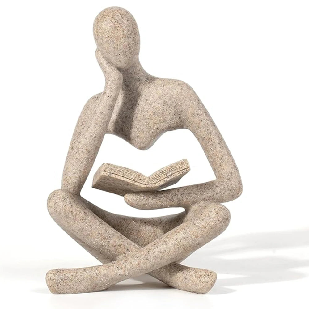 Abstract Thinker Resin Sculpture | Modern Bookshelf & Home Decor Figurine