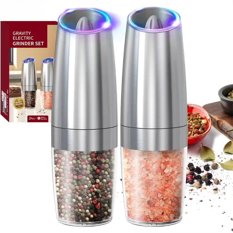 Gravity-Sensing Electric Salt & Pepper Grinder | Adjustable Coarseness