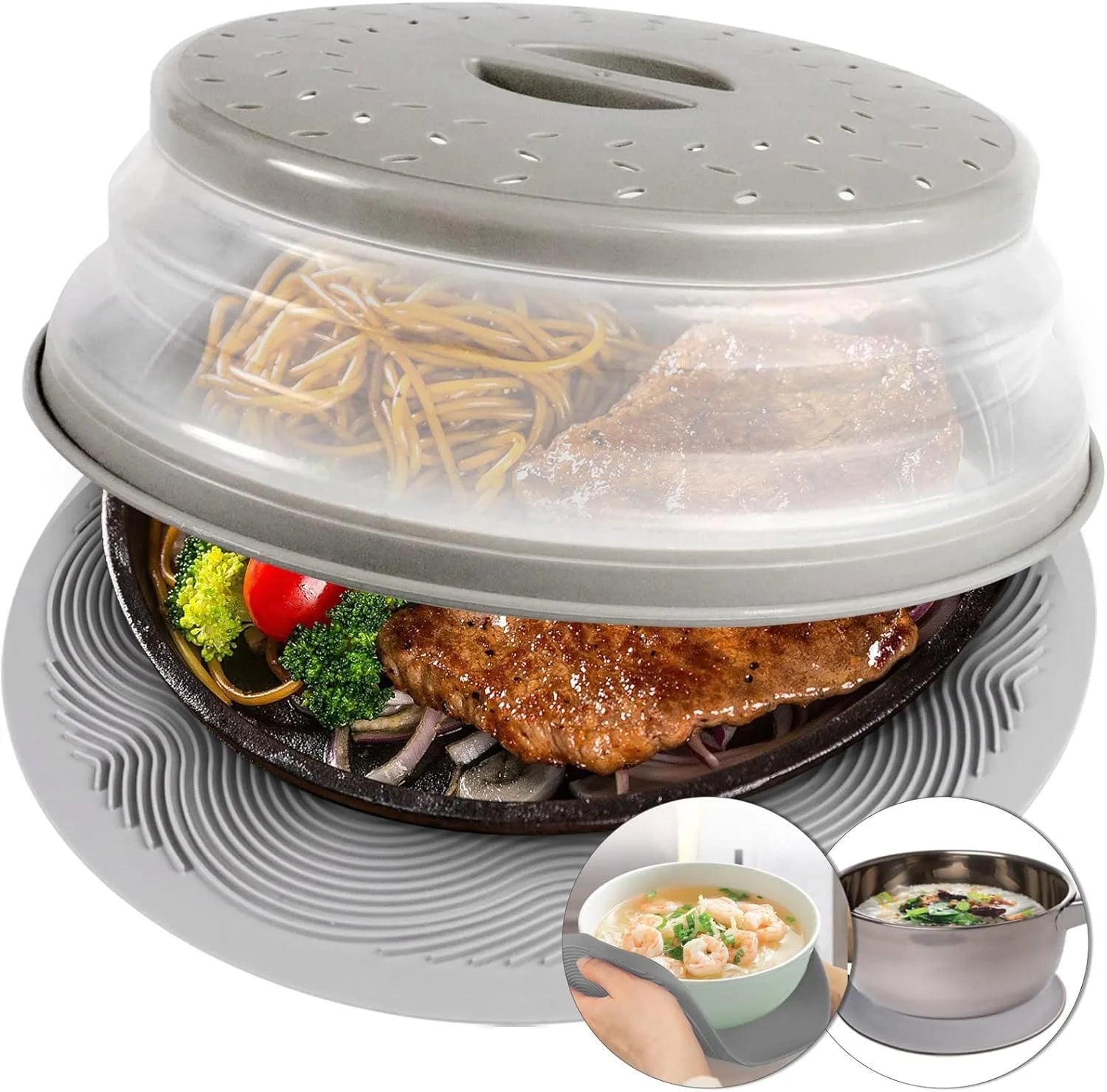 Vented Microwave Splatter Cover & Colander – BPA-Free, Dishwasher Safe