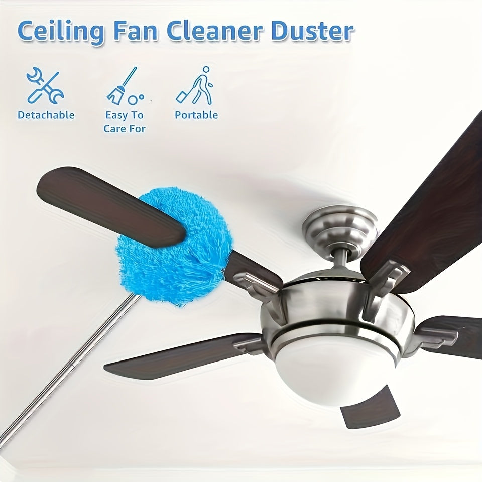Ceiling Dusting Mop with Detachable Brush Head - Home Dusting Mop with Telescopic Pole, Ceiling Fan Duster - Suitable for Home and RV Use