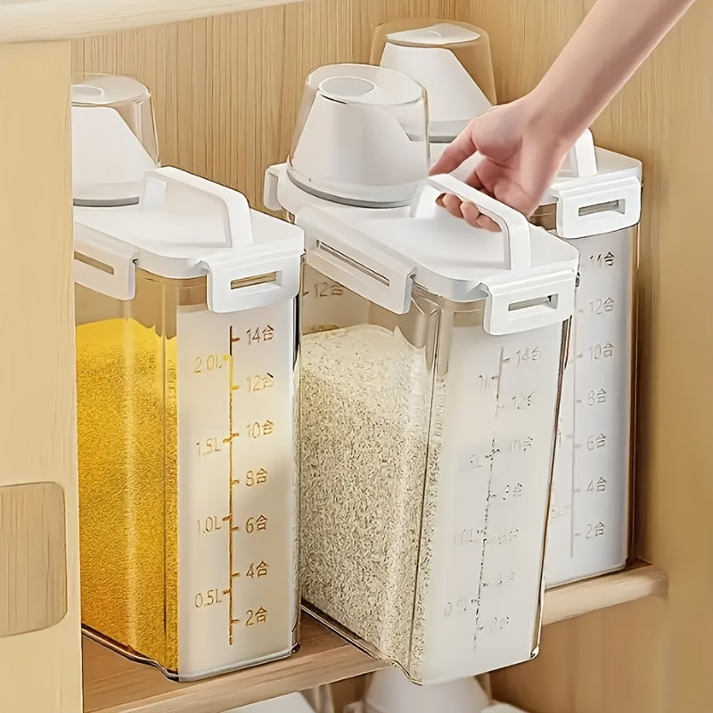 Airtight Rice & Grain Storage Containers | Set of 4 with Measuring Cup