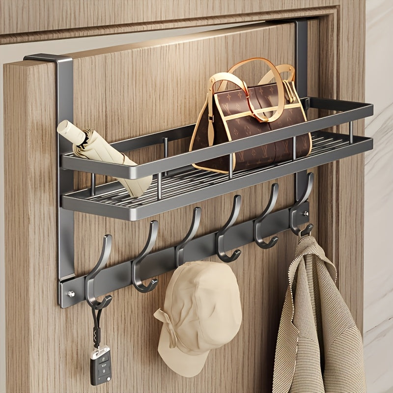 Over-the-Door Storage Rack | Shelf + Hooks | No Tools Required