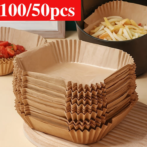 Air Fryer Parchment Liners | 50 or 100-Pack | Non-Stick, Heat-Resistant
