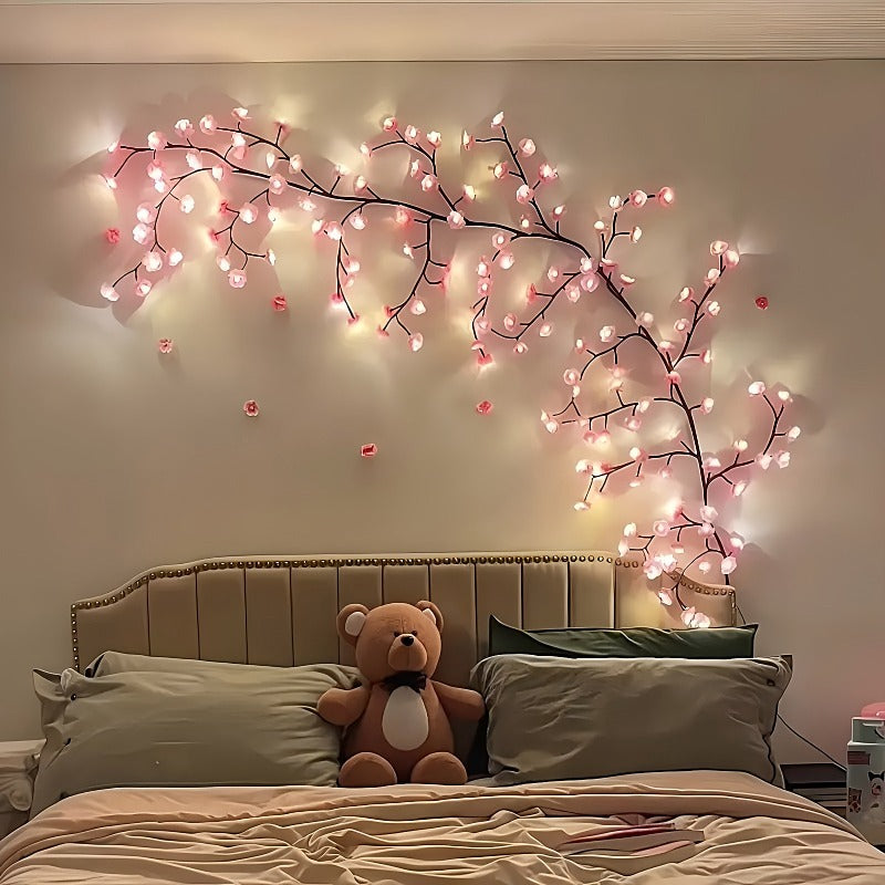 Cherry Blossom Vine String Lights – 48 LED Beads, 8 Modes, USB