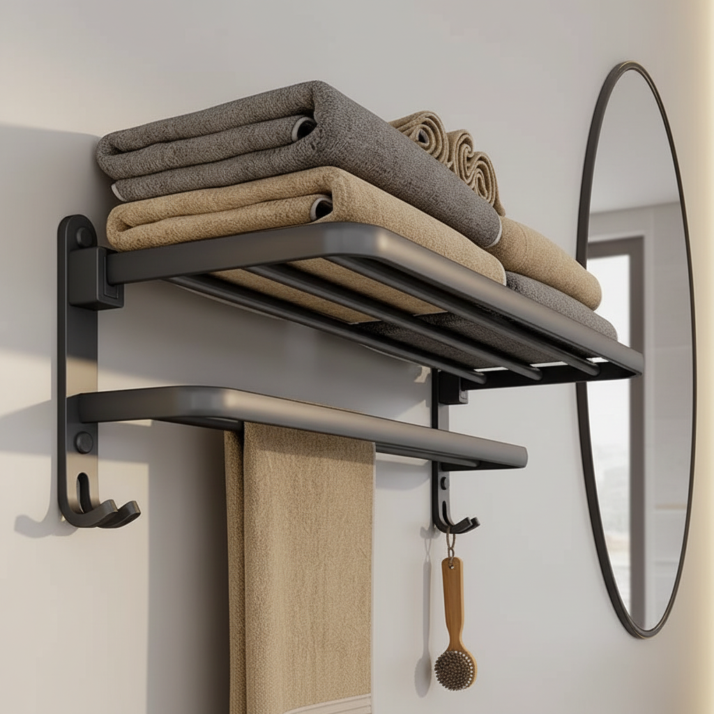 Matte Black Towel Rack – lifestyle